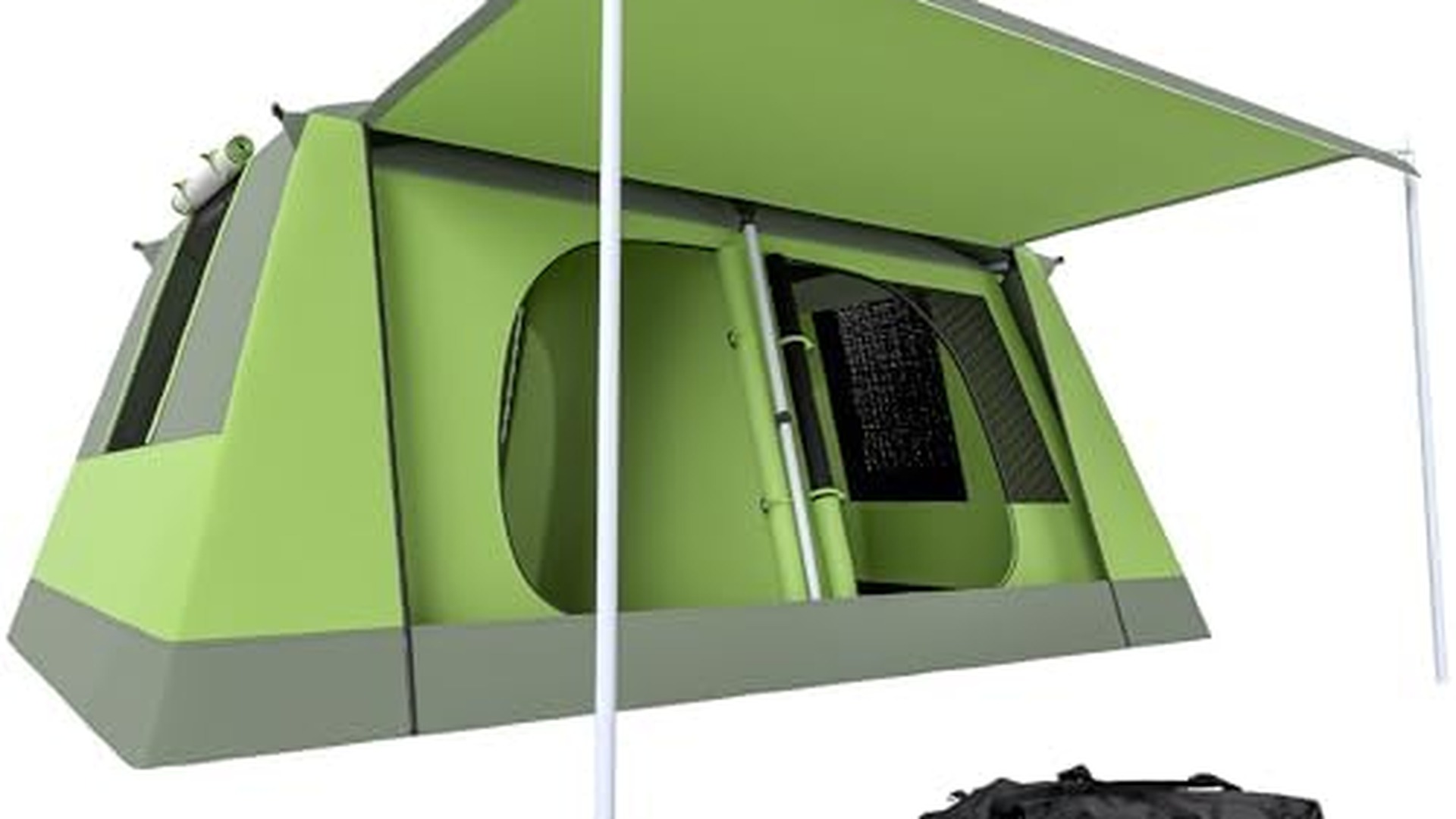 Outsunny tenda a tunnel per 4 persone verde con veranda anteriore e pali in alluminio