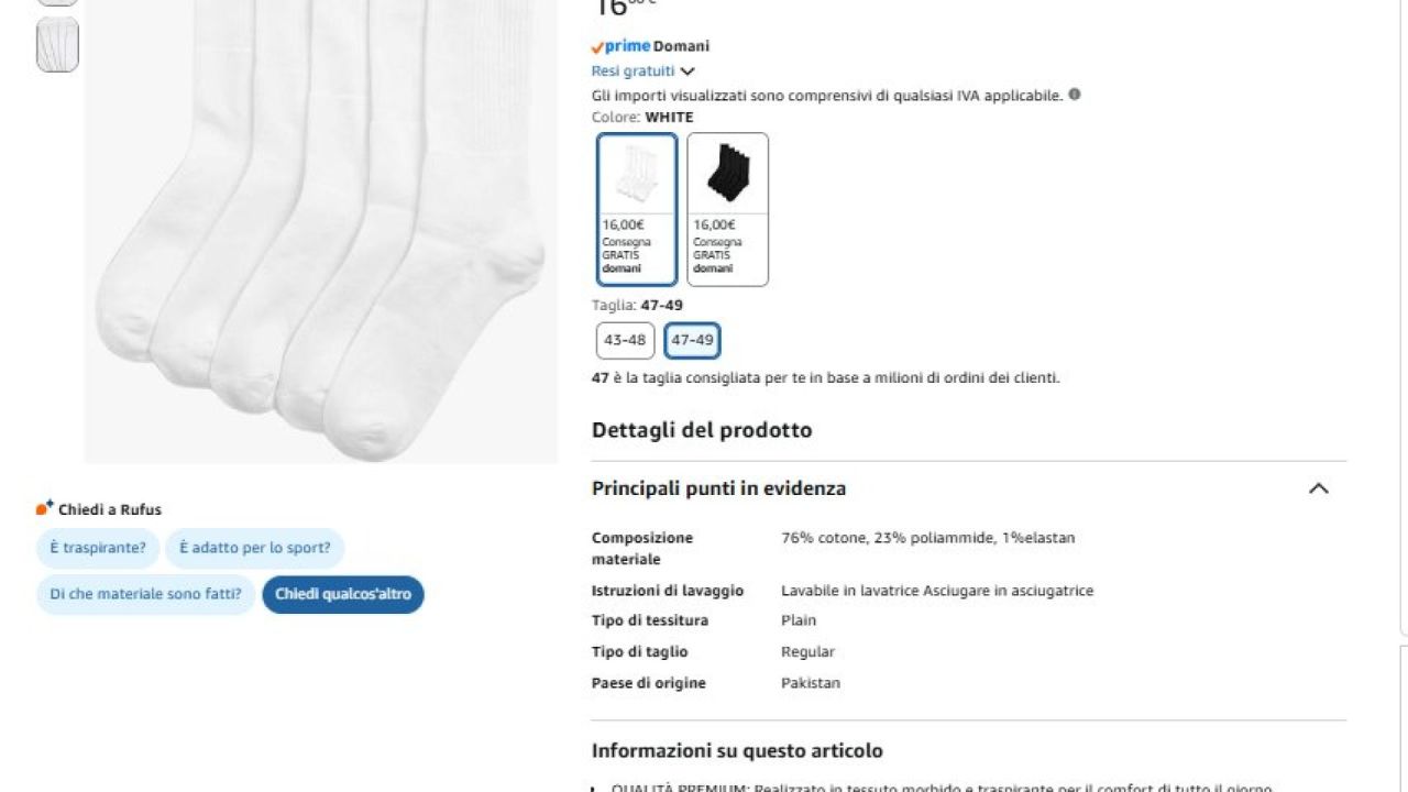 Marks Spencer calzini sportivi uomo taglia grande 47 48 49